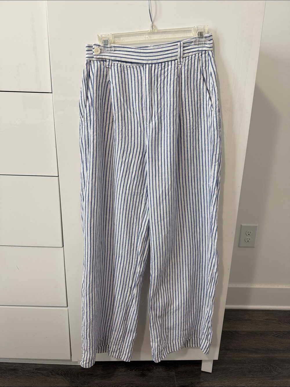 Madewell Navy & White Vertical-Striped Wide-Leg Trousers